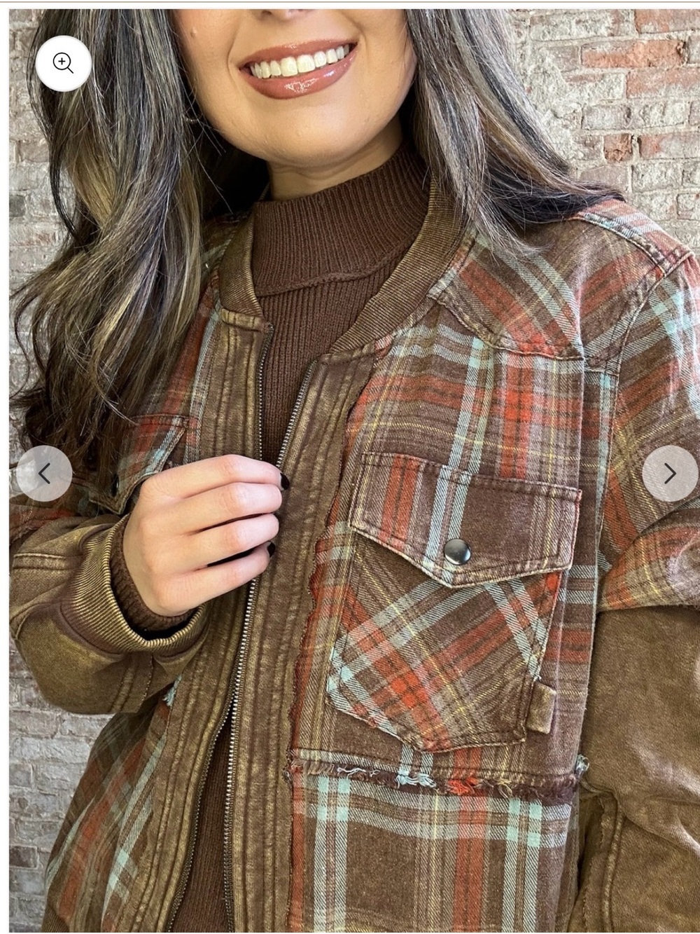 Oli & Hali Rust and Cream Plaid Jacket Size Medium - Picture 4 of 10